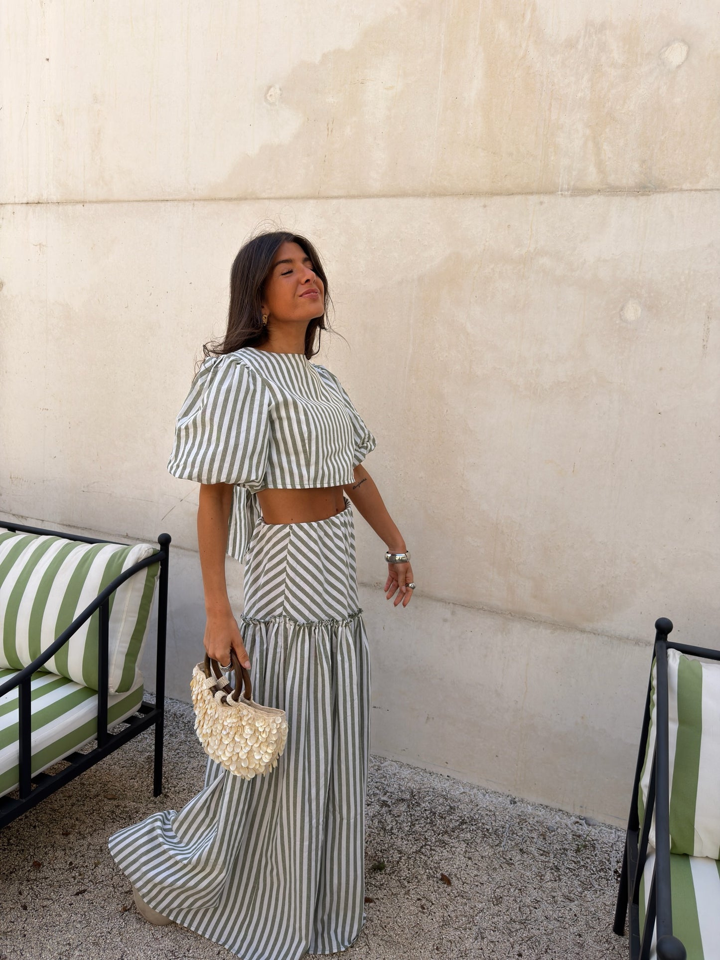 Sage Stripe Set