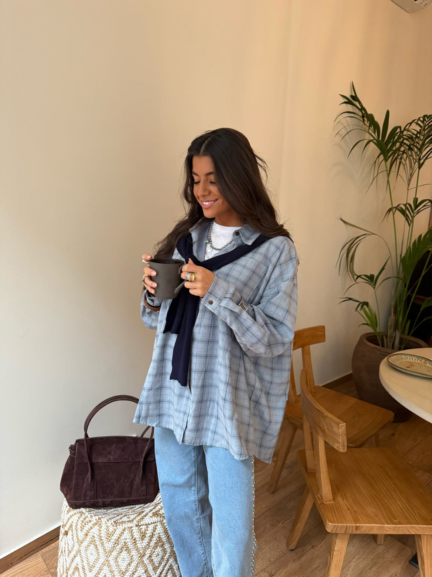 Two-in-One Shirt in Baby Blue (w/ satin lining)