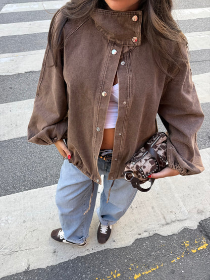 Washed Brown Denim Jacket