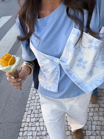Bandana Layered T-Shirt in Ice Blue