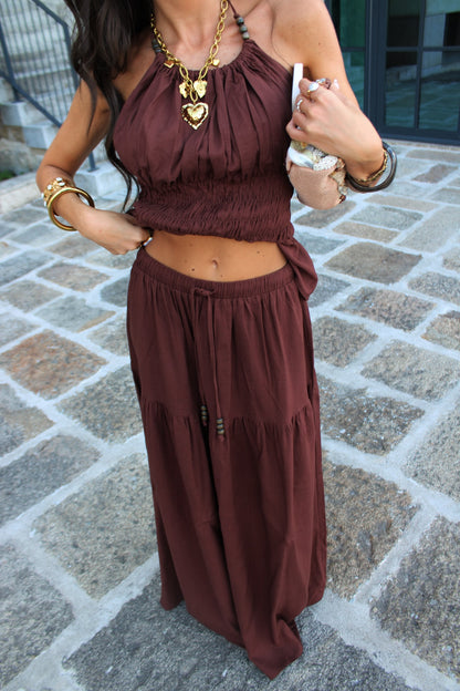 Chocolate Co-ord Set: Long Skirt & Top