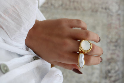 Pearl Ring in Stainless Steel
