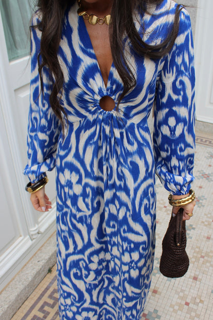 Azure Ikat Maxi Dress