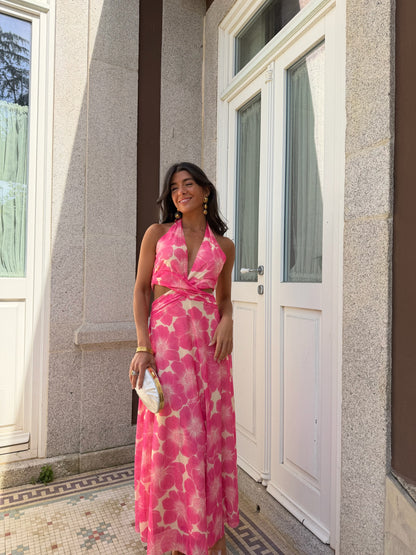 Pink Bloom Cut-Out Dress