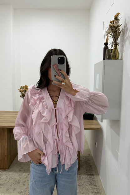 Ruffled Blouse in Pink