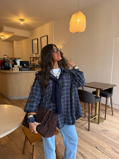 Two-in-One Shirt in Navy (w/ satin lining)