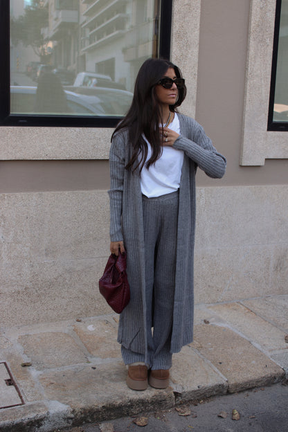 CONJUNTO MALHA CANELADA CINZA