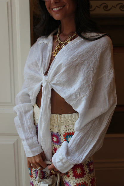 Breezy Linen Cropped Shirt