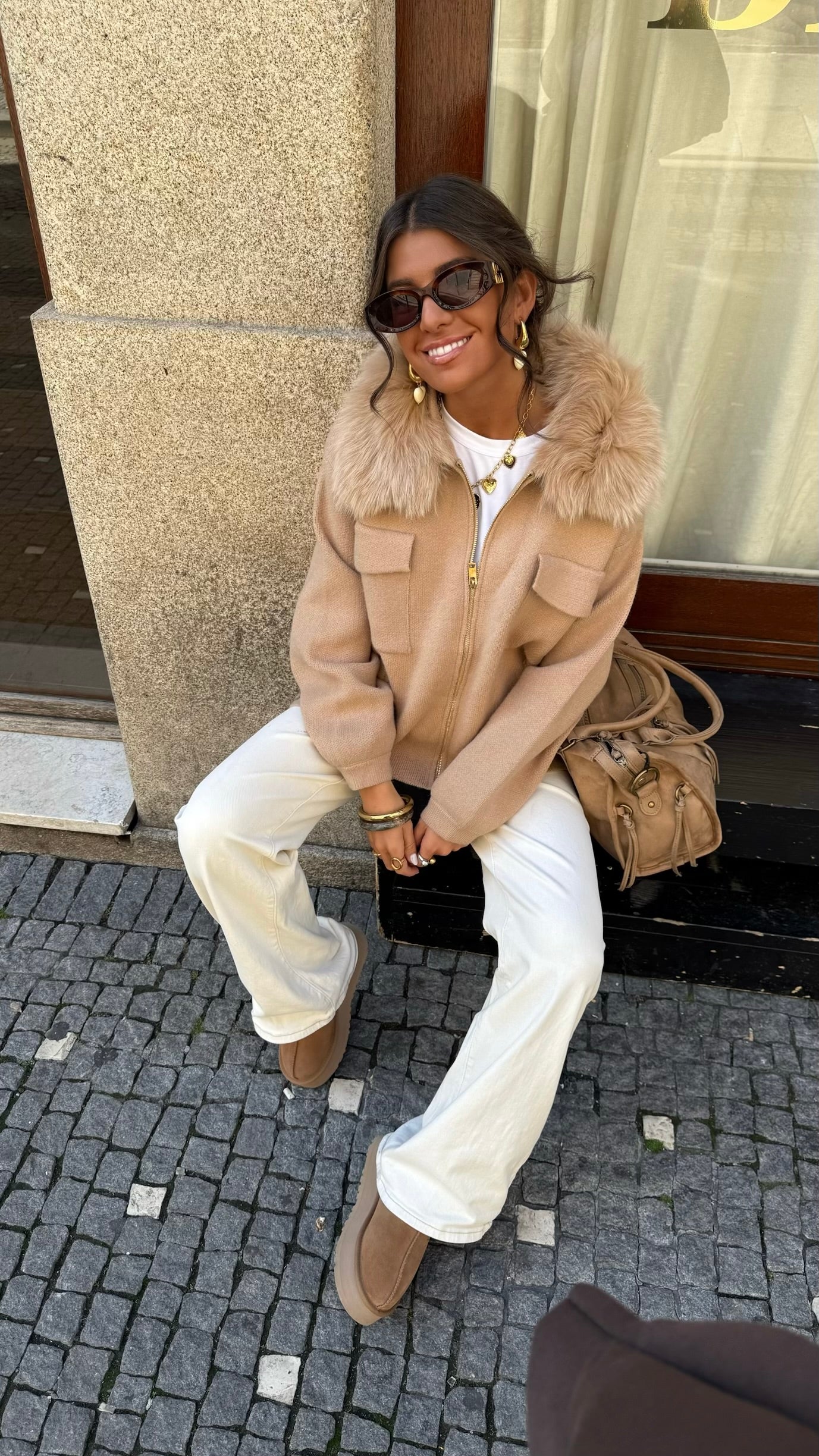 Wool & Cashmere Blend Jacket in Camel