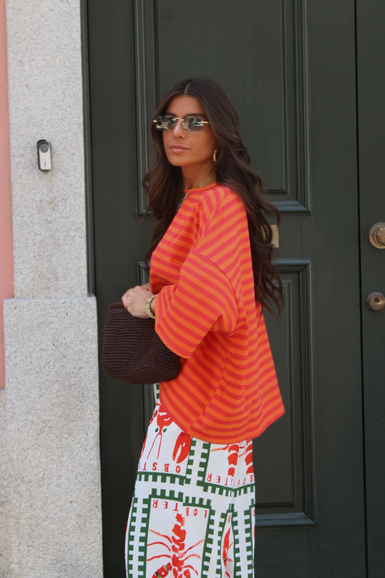 Orange & Red Striped T-shirt