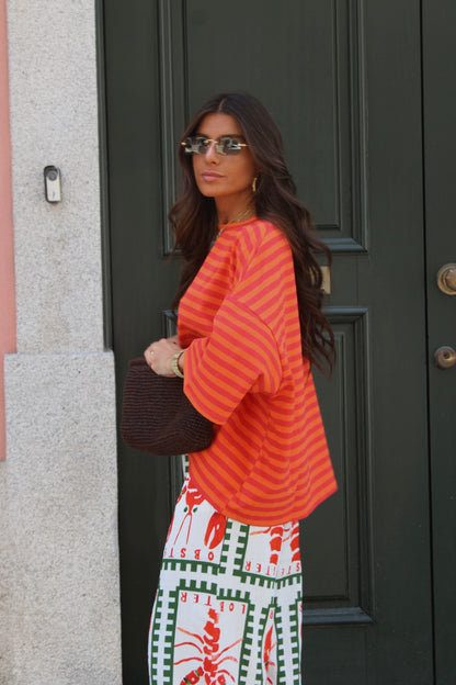 Orange & Red Striped T-shirt