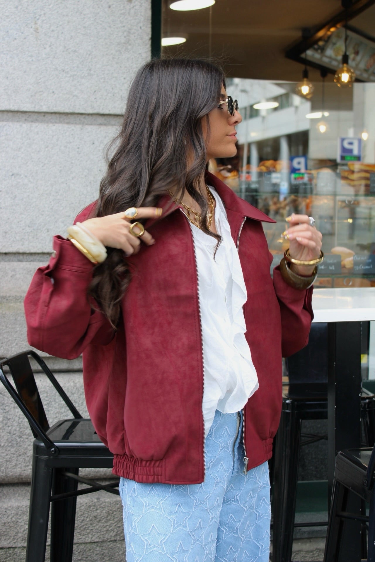Cherry Suede-Effect Jacket