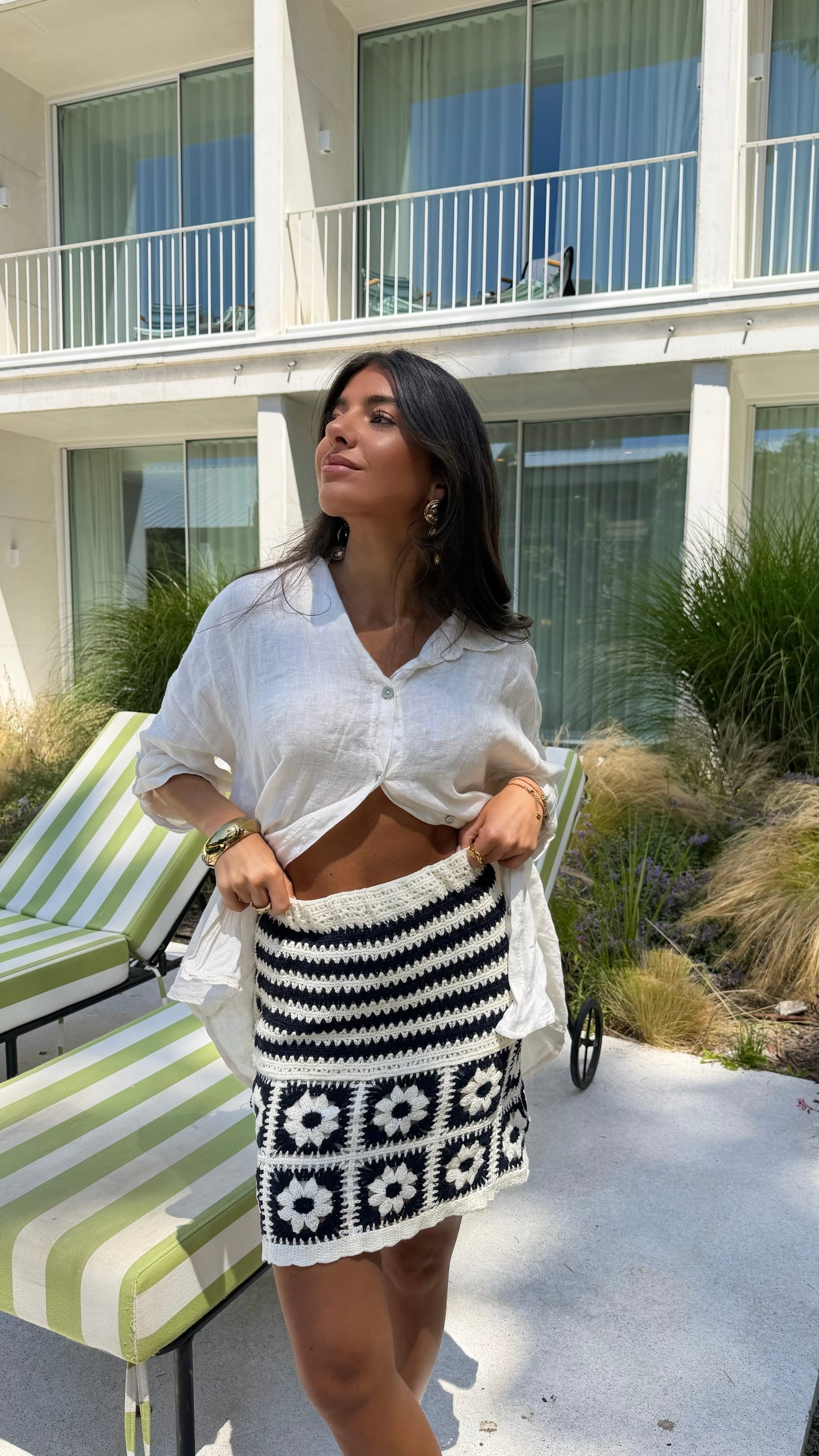 Navy Bloom Crochet Skirt