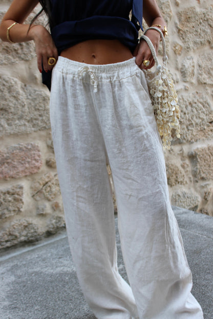 Linen Trousers in Off White
