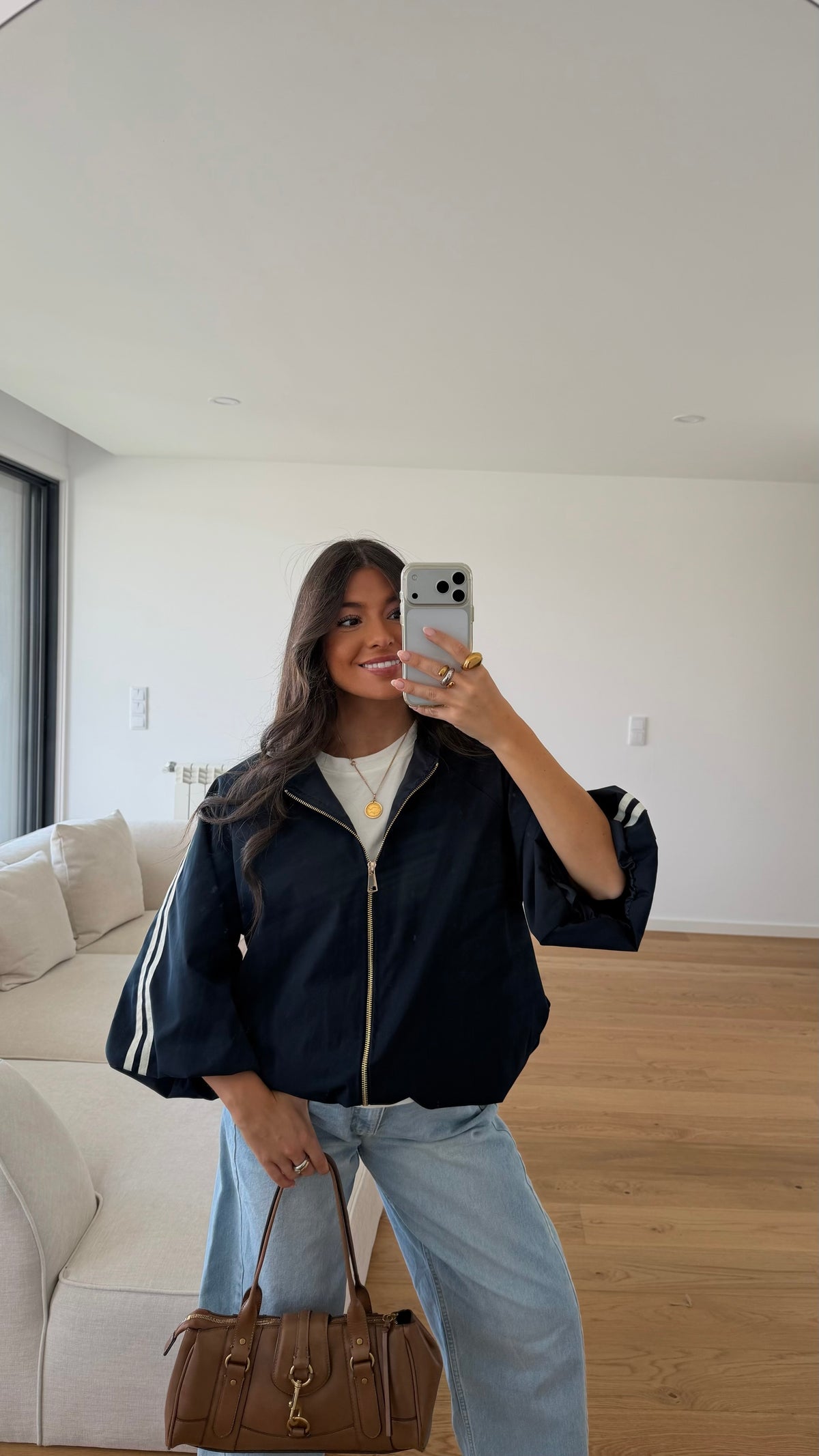 Navy Trench Bomber Jacket