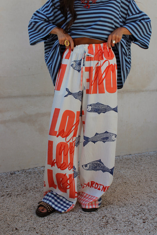 Sardine Print Flowy Pants