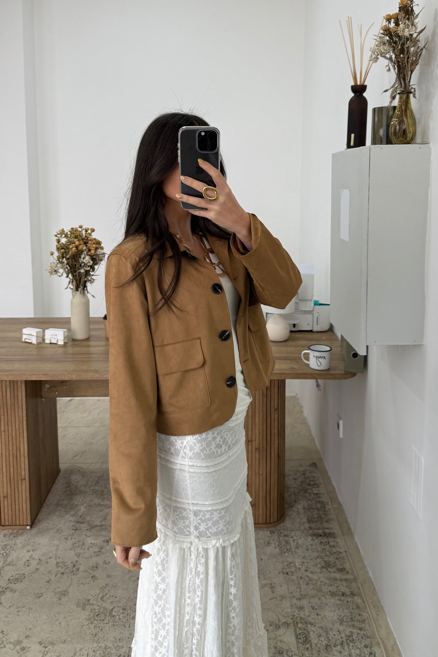 Suede-Effect Jacket