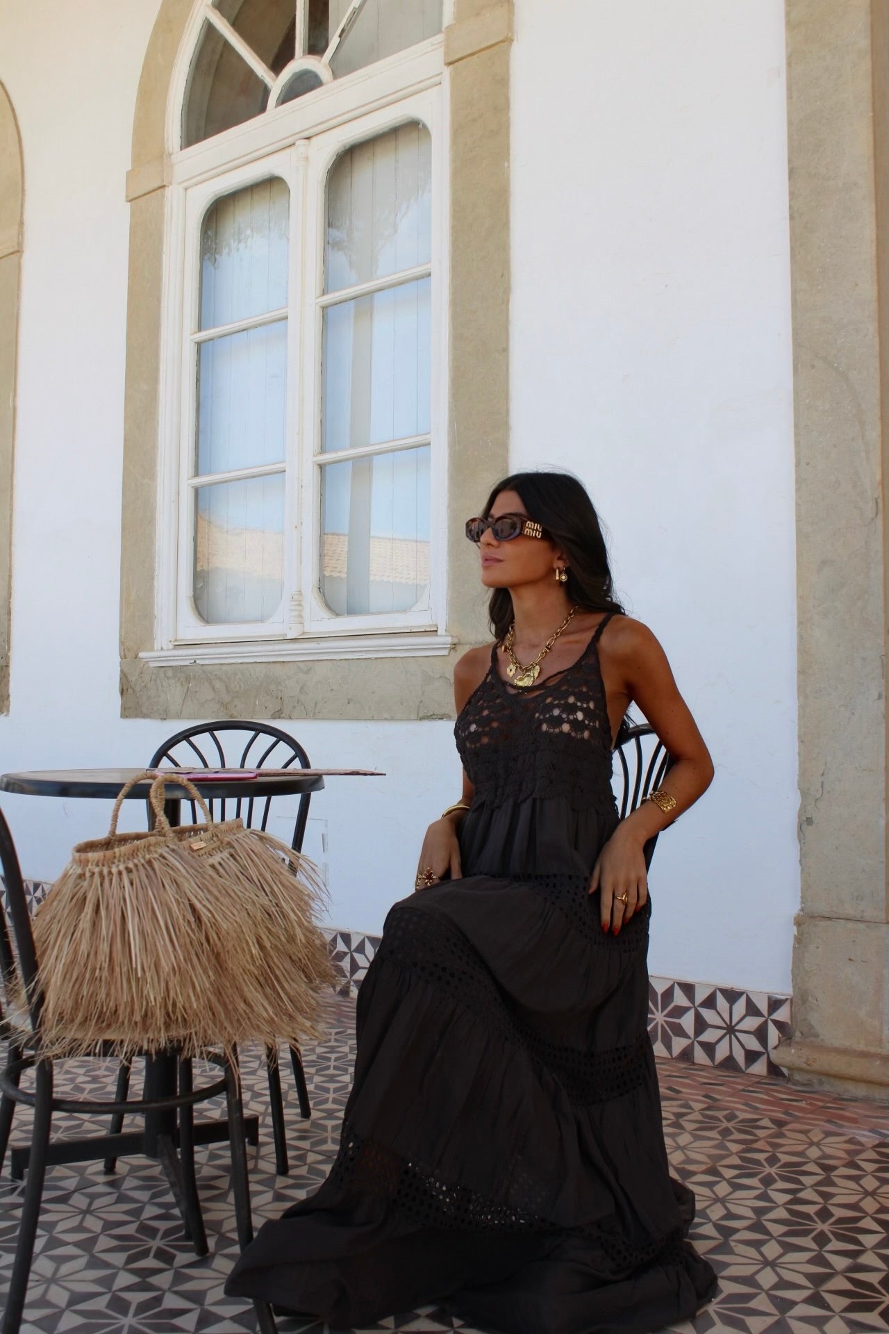 Crochet Trim Maxi Dress