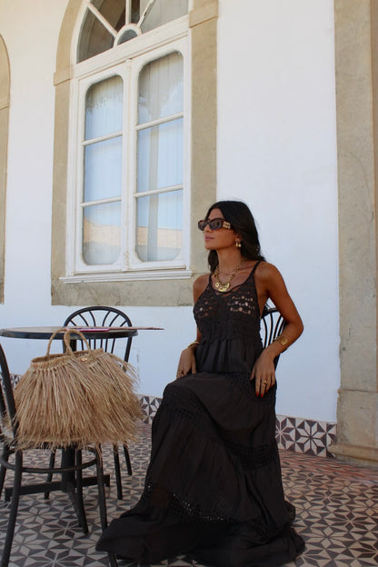 Crochet Trim Maxi Dress