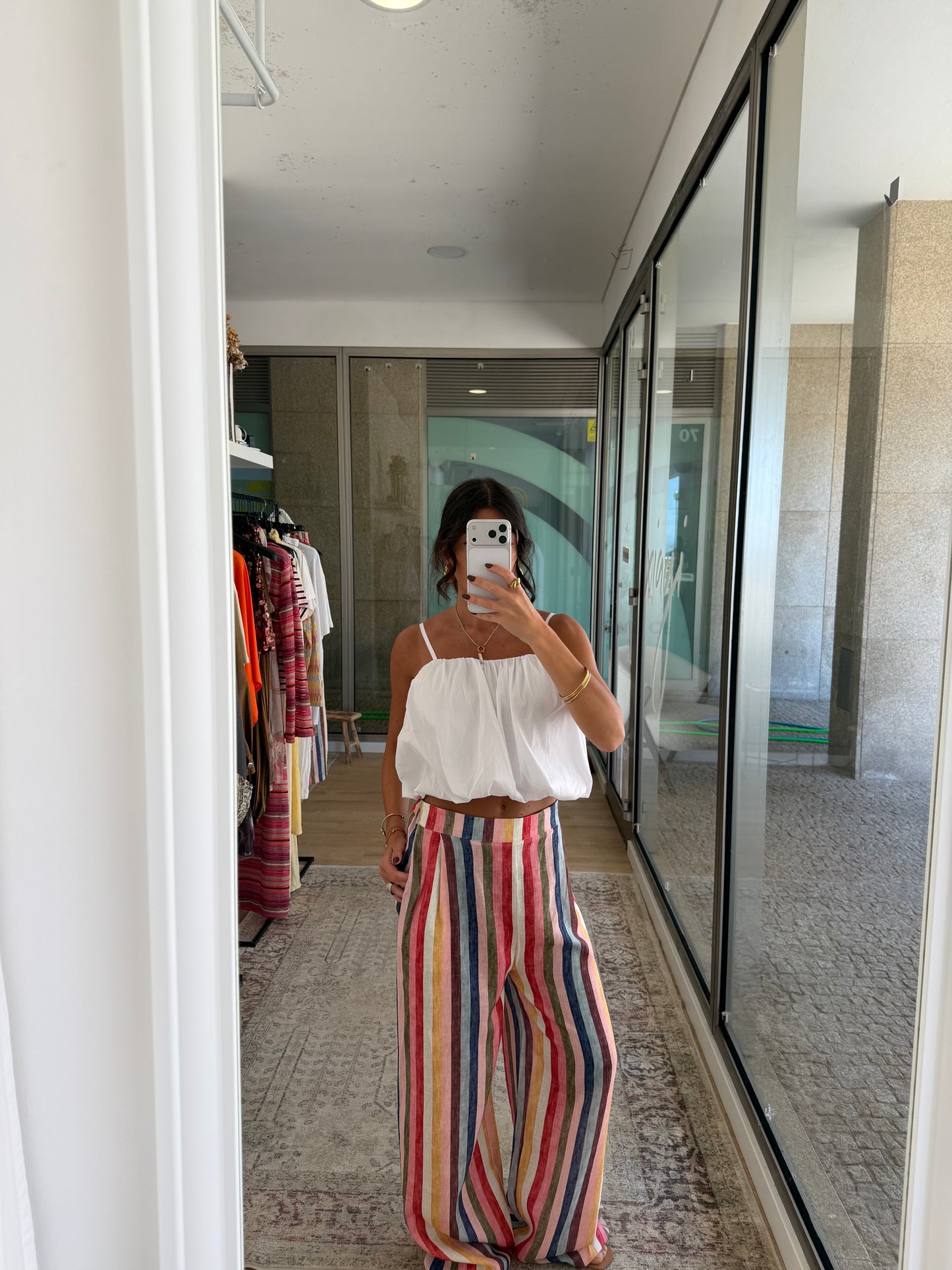 White Bubble Crop Top