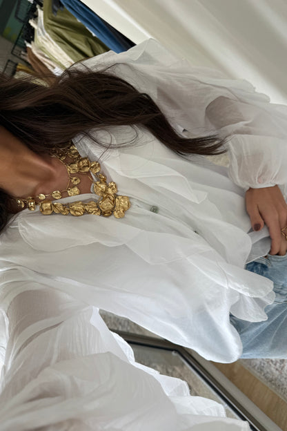 Ruffled Shirt in White