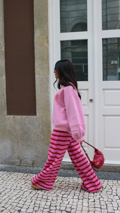 Striped Knit Pants in Pink & Red