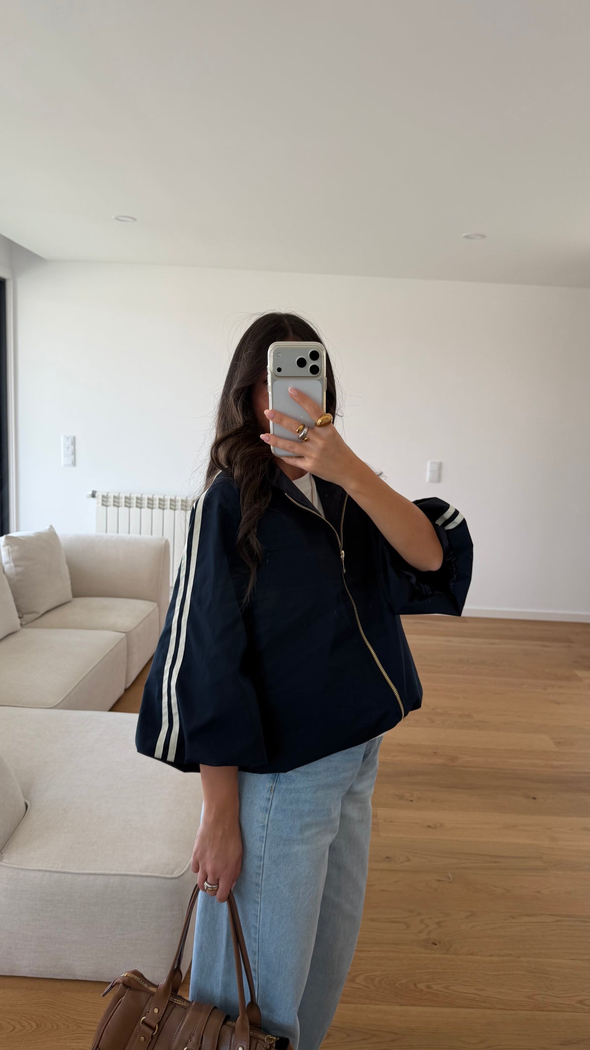 Navy Trench Bomber Jacket