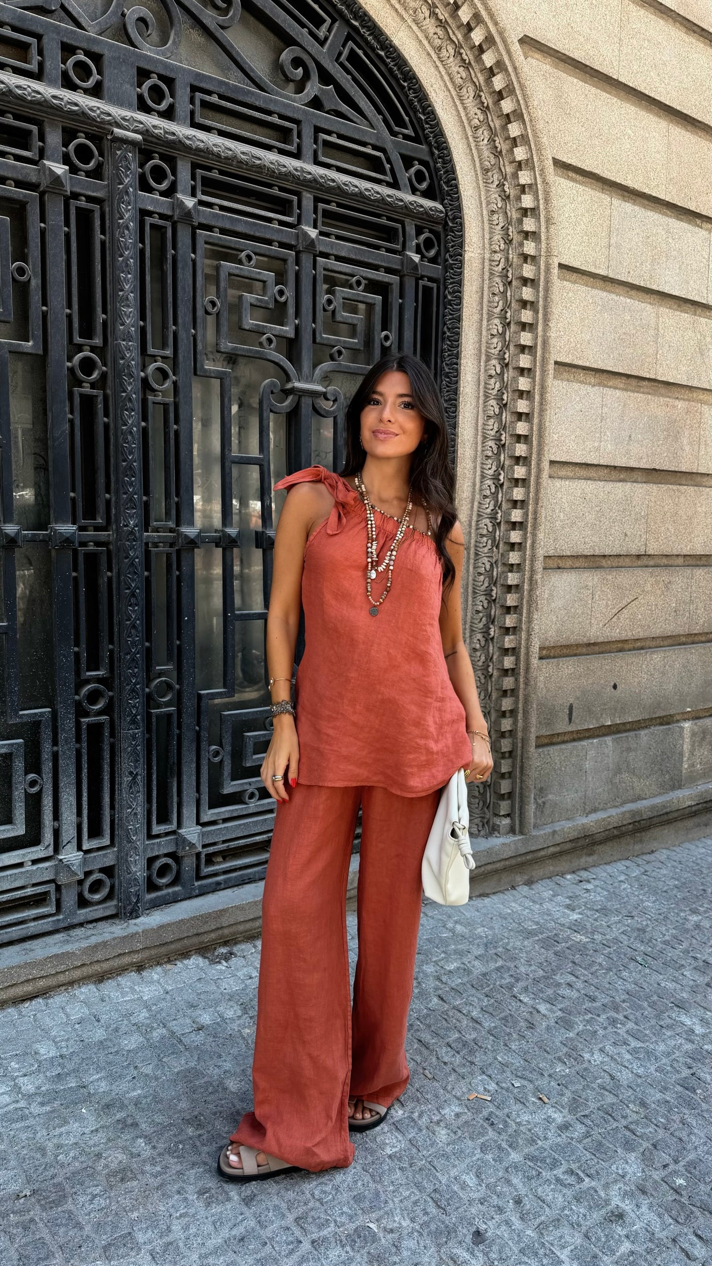 Terracotta Linen Two-Piece Set