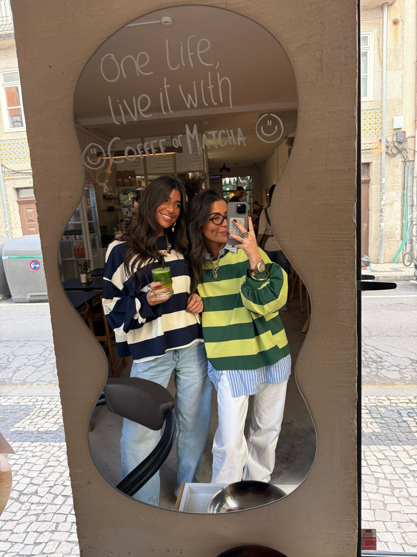 Matcha Mood Striped Sweatshirt