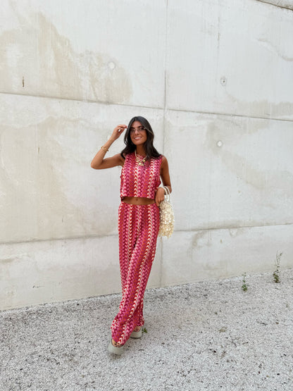 Crochet Set in Vibrant Shades of Orange and Pink