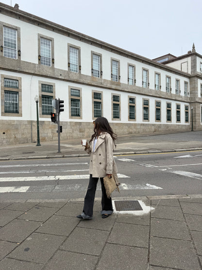 Belted Trench Coat in Beige