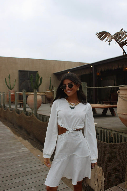 Cut Out Dress In White