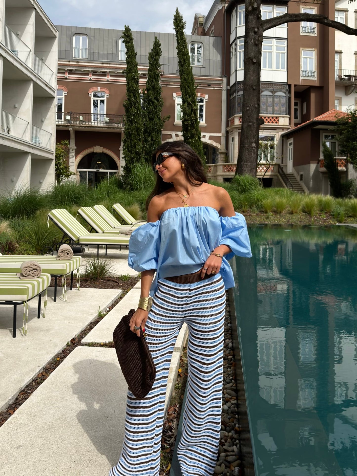 Ocean Striped Crochet Pants