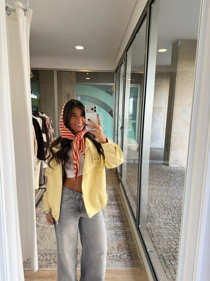 Striped Hooded Knit Scarf