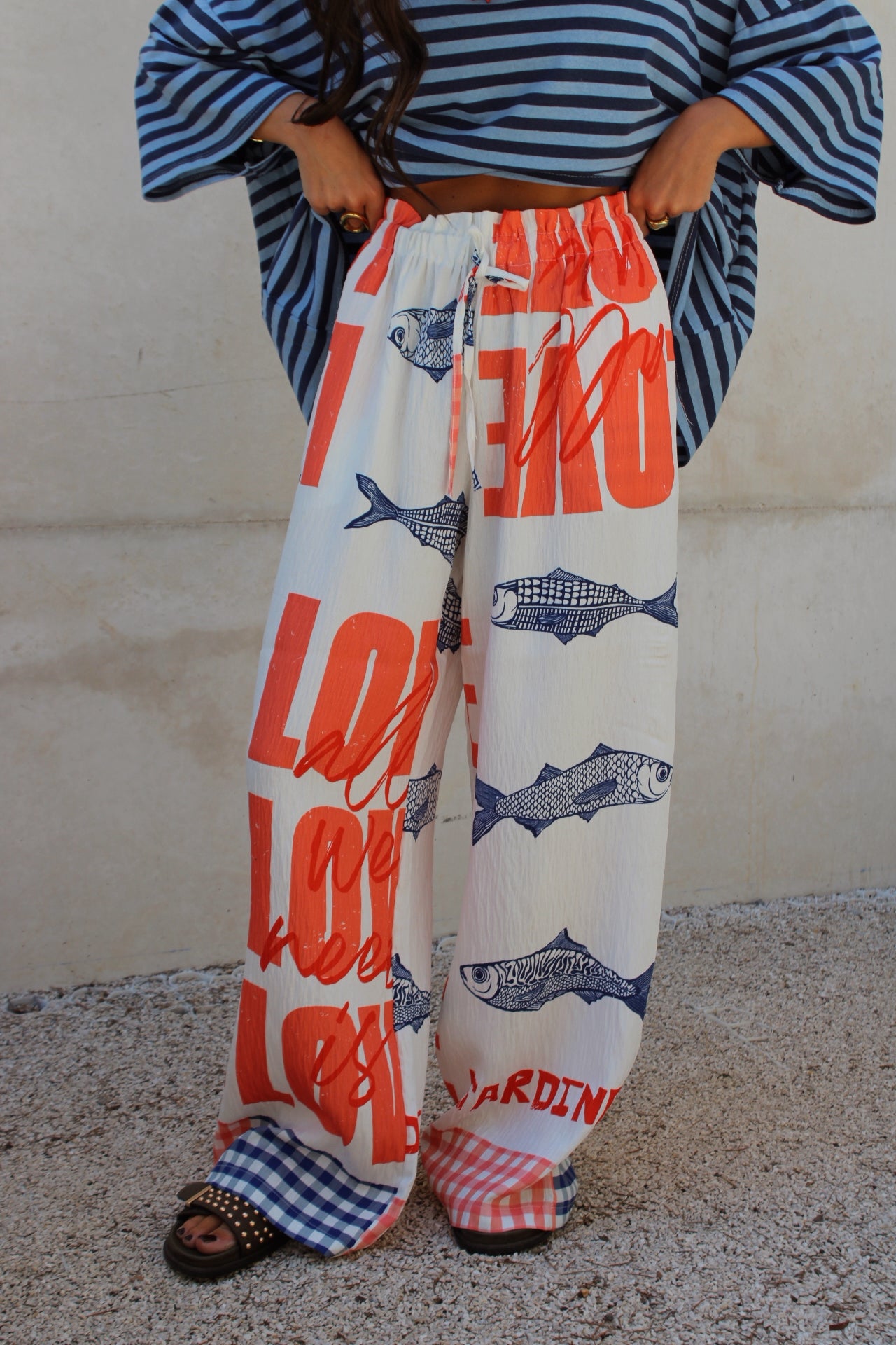 Sardine Print Flowy Pants