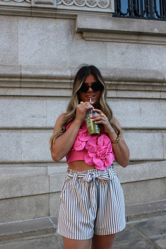 Pink Floral Crop Top