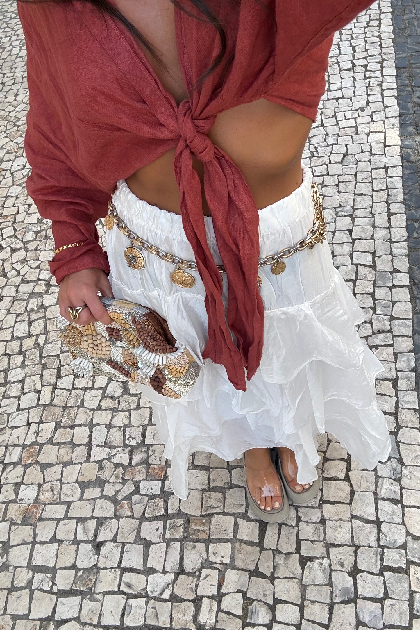 Pearl White Layered Skirt