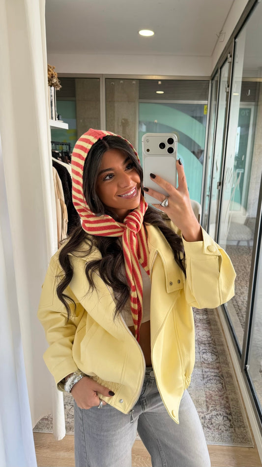 Striped Hooded Knit Scarf