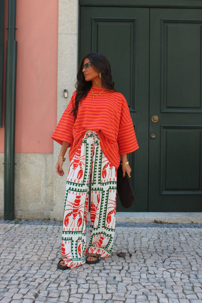 Lobster Print Flowy Pants