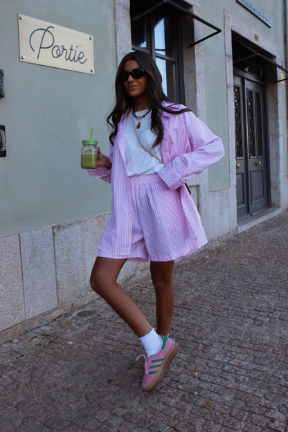 Striped Shirt and Shorts Co-Ord Set