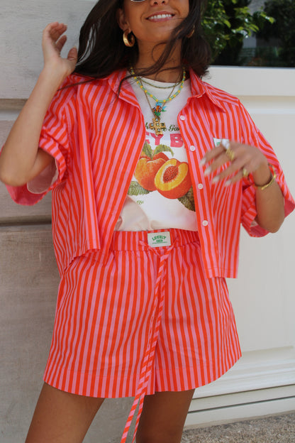 Striped Shorts - Pink and Orange