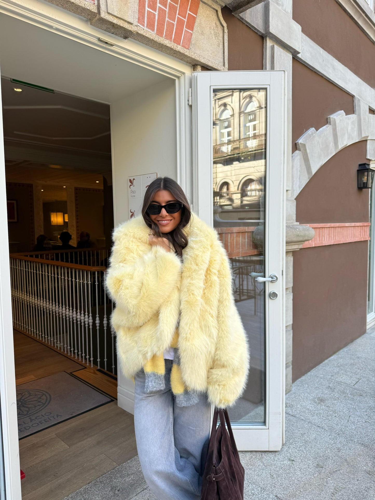 Butter Yellow Faux Fur Hoodie Jacket