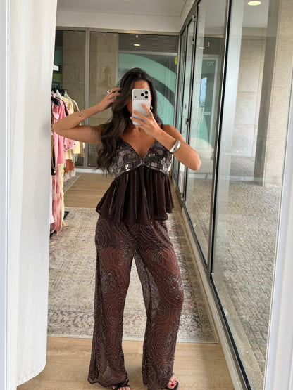 Dark Chocolate Sheer Pants