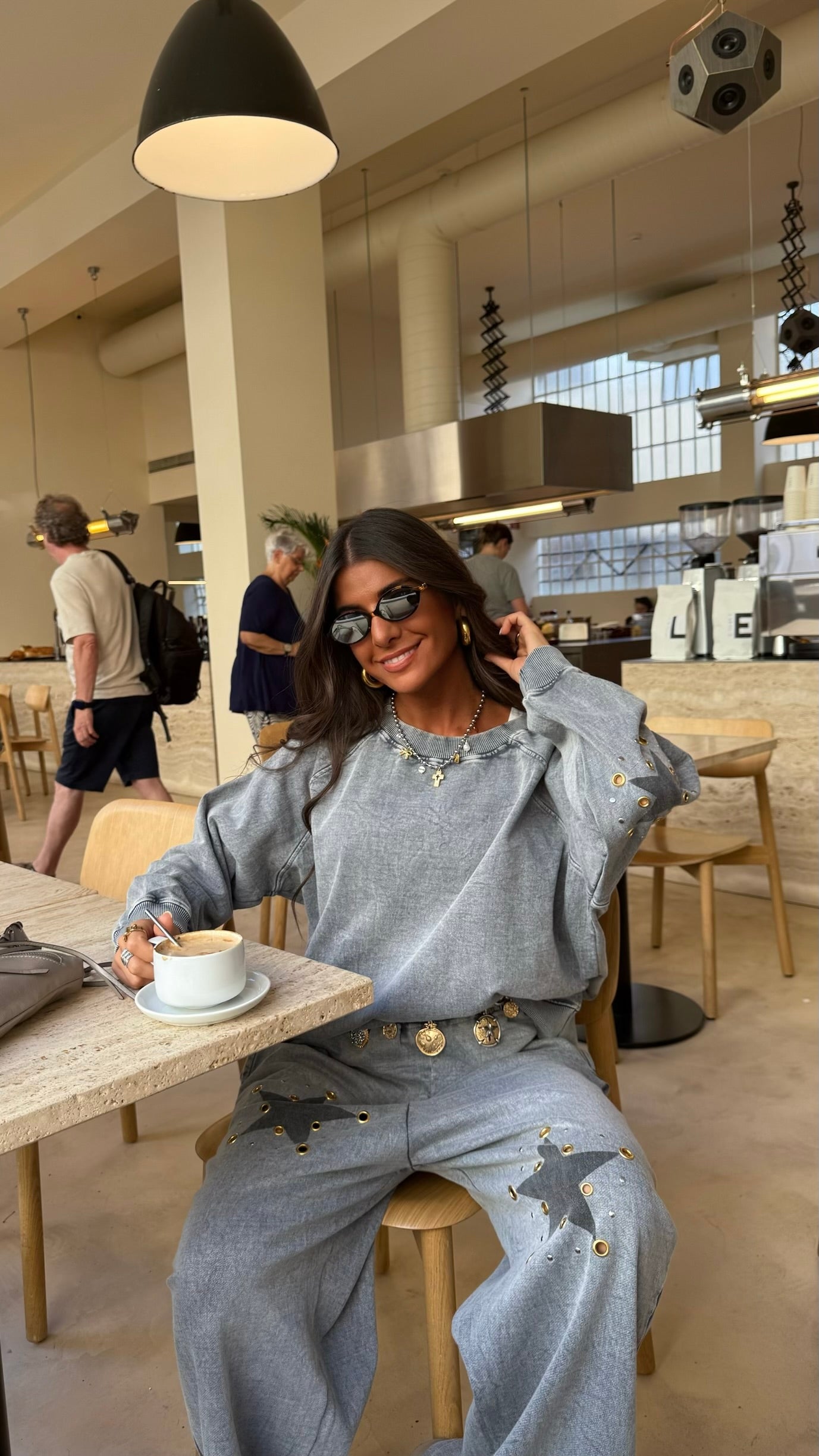 Star Studded Tracksuit in Faded Grey