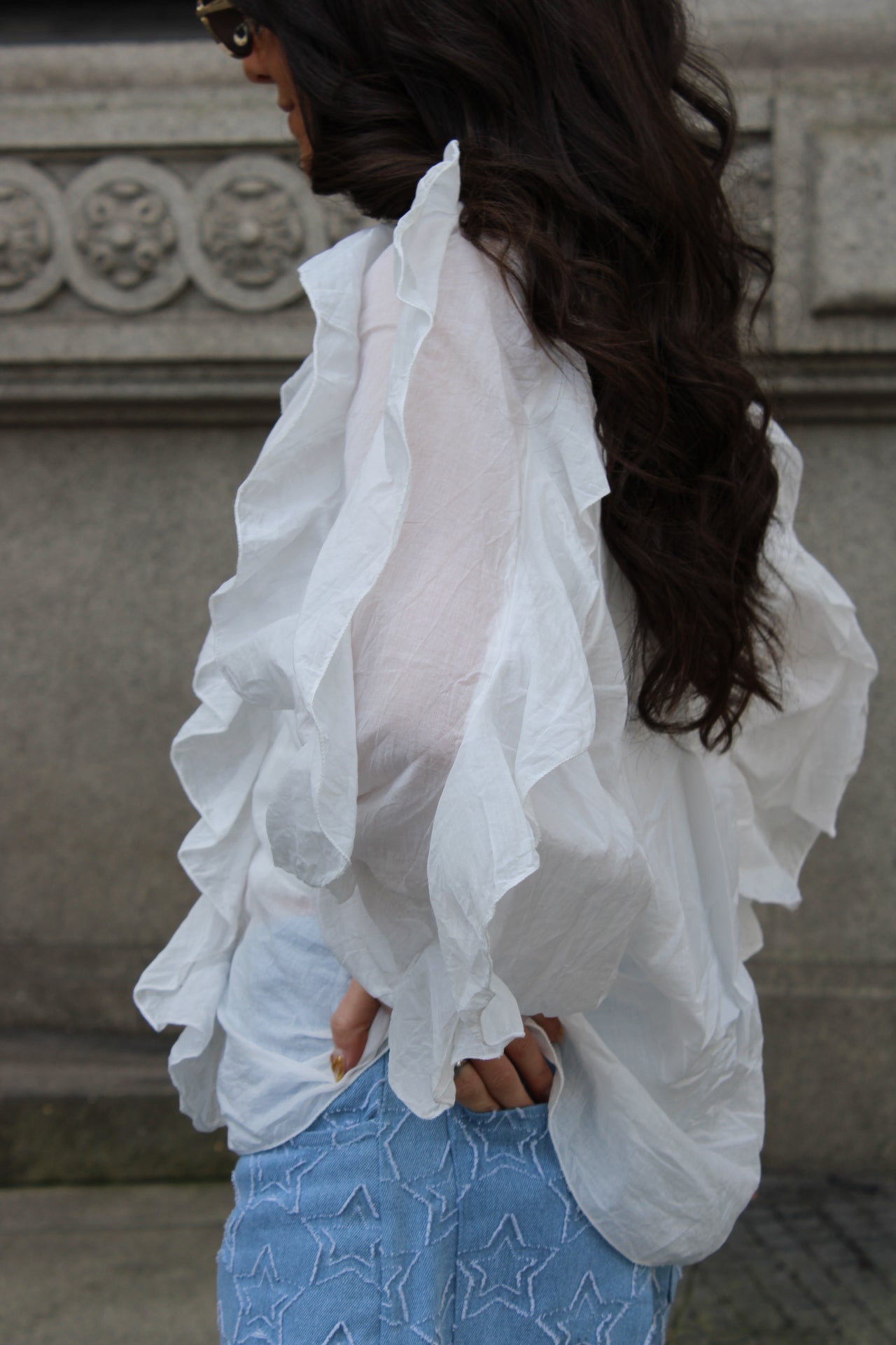 Ruffled Shirt in White