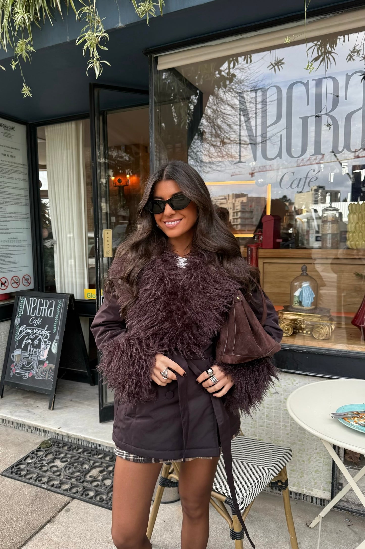 Fur Detail Belted Coat