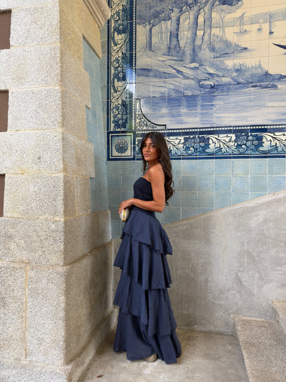 Navy Tiered Maxi Dress