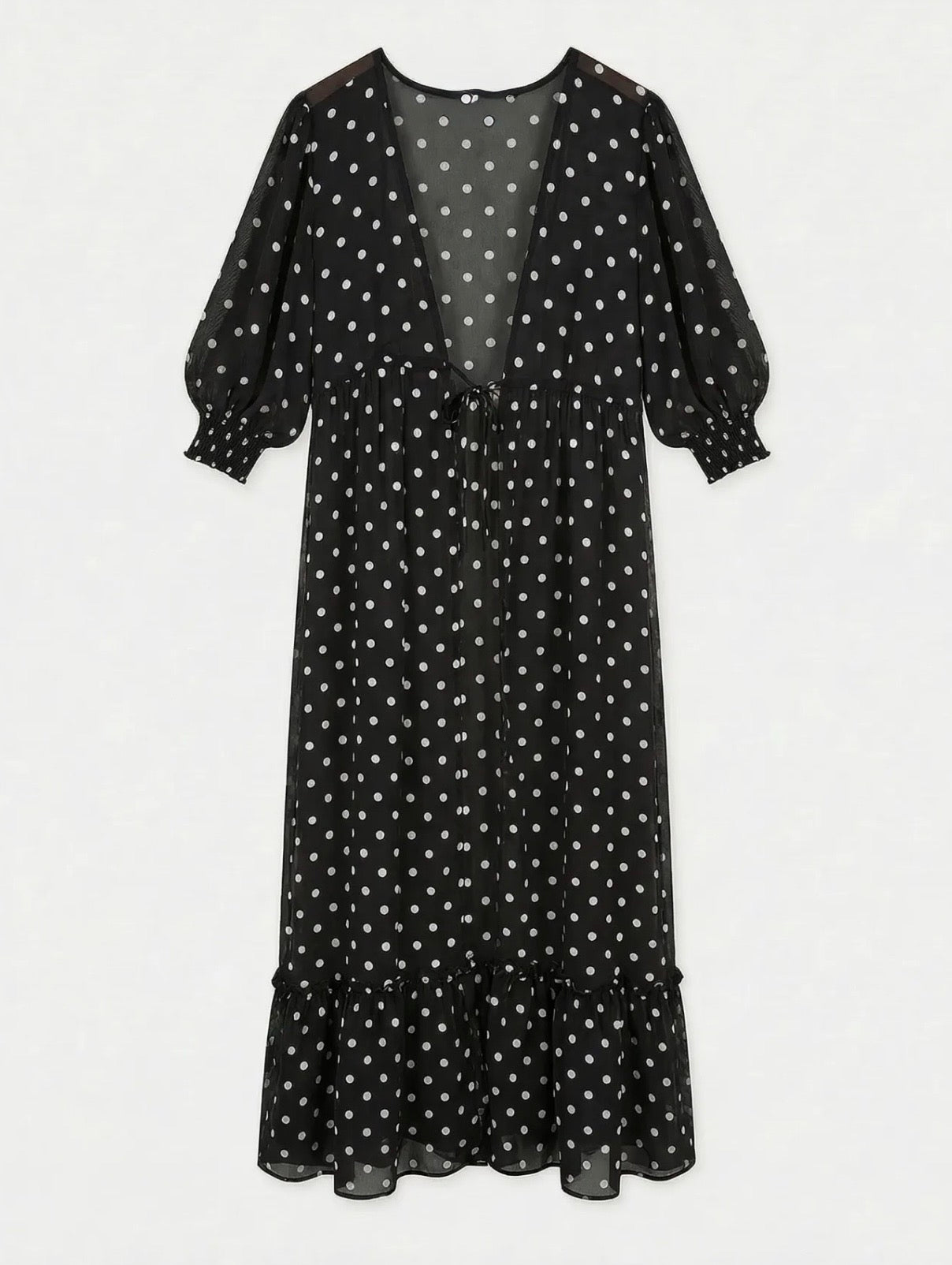 Polka Dot Sheer Maxi Kimono
