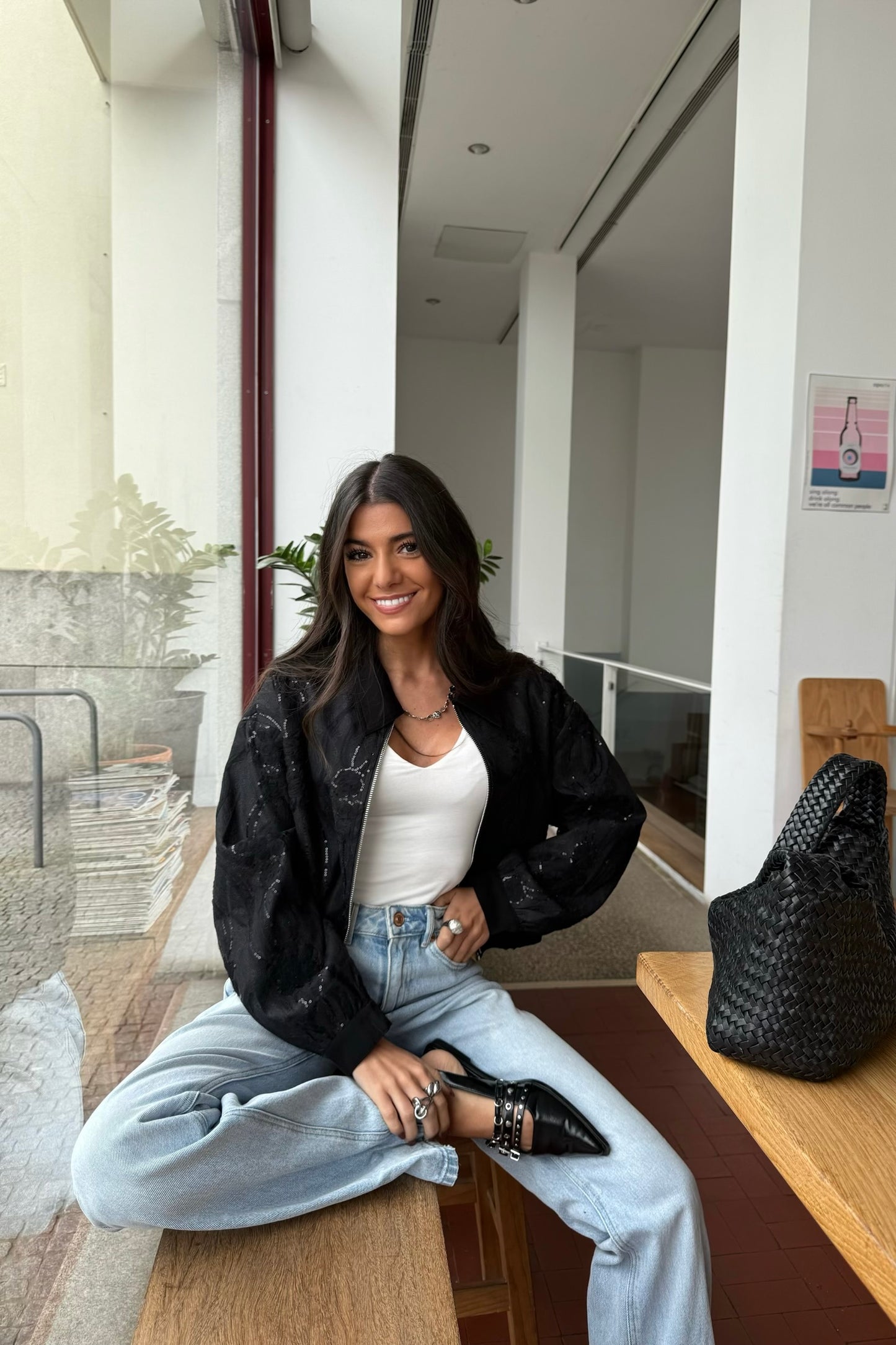 Bomber Jacket in Lace and Sequin