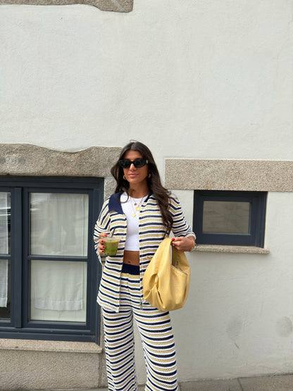 Golden Coast Stripe Crochet Pants